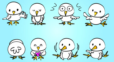 vector cartoon chicks emoji set