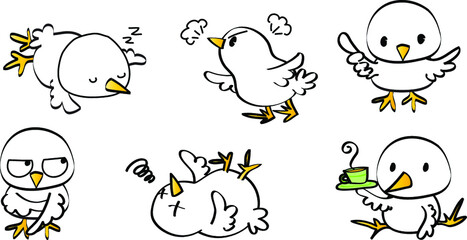 vector cartoon chicks emoji set