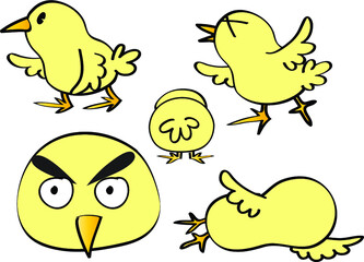vector cartoon chicks emoji set