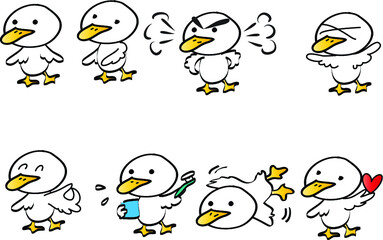 vector cartoon duckling emoji set