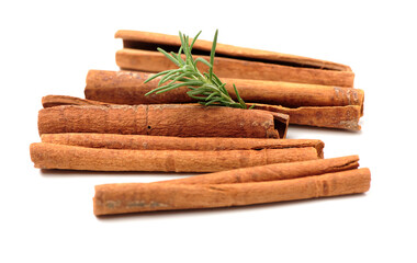 Cinnamon on a white background