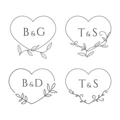 Hand drawn wedding monogram logo collection. - Vector.