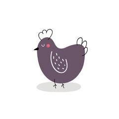  Cute chicken isolated on white background. Easter chicken