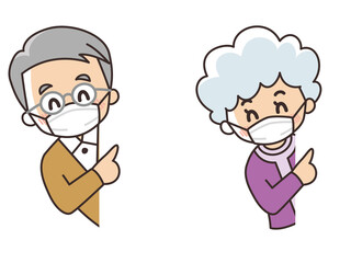 紹介　顔出し　マスクを着けた高齢者