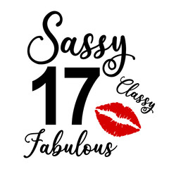 17 Sassy classy fabulous Text on White Background, Invitation or Poster Template, Vector Graphic for Banners, Flyers or Social Media Use,EPS.10 - 407576486
