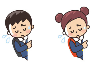 紹介　顔出し　困り顔の小学生