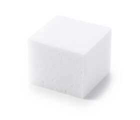 Melamine sponge placed on white background