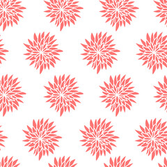 A floral pattern with red abstract flowers. Vector seamless pattern with red flowers. 