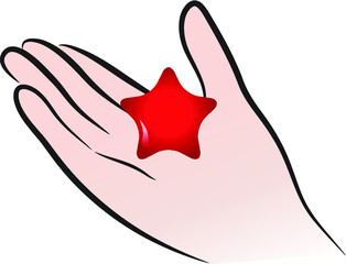 vector drawing hand holding star