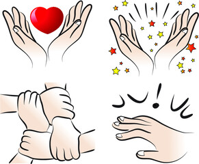 vector drawing hands emoji set
