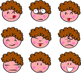 vector drawing boy and girl emoji set