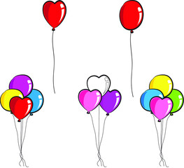 vector heart shape balloons  set