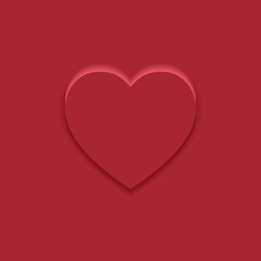Top view heart shape display podium stand light red background in neumorphism style mockup template for product or promotion.