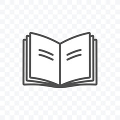 Open book icon vector illustration isolated on transparent background.