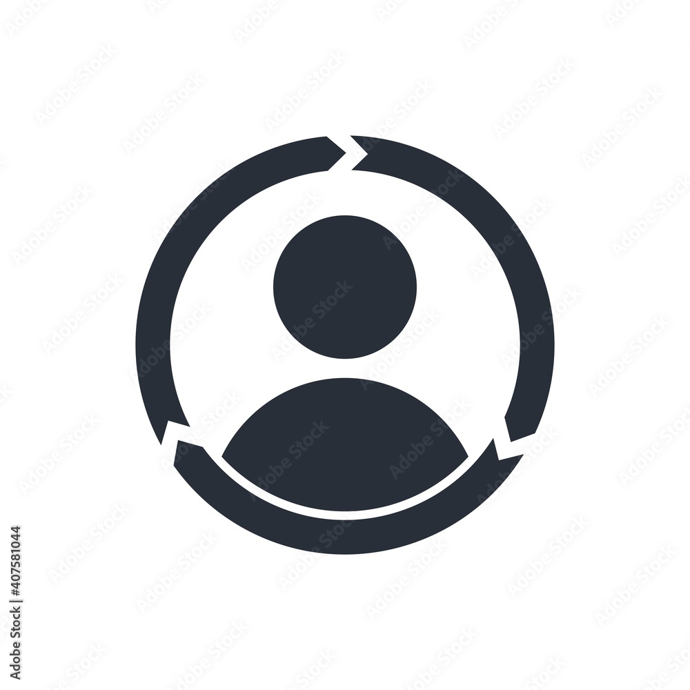 Poster man and arrows movement. vector icon isolated on white background.