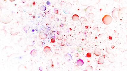 Abstract holiday background with red and blue shiny particles. Fantastic light effect. Digital fractal art. 3d rendering.