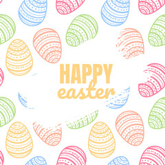 Happy Easter background with place for text, background decorated with colorful eggs, Greeting card trendy design. Invitation template Vector illustration for you poster or flyer