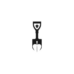 combination of shovel and leaf logo iocn design with simple style