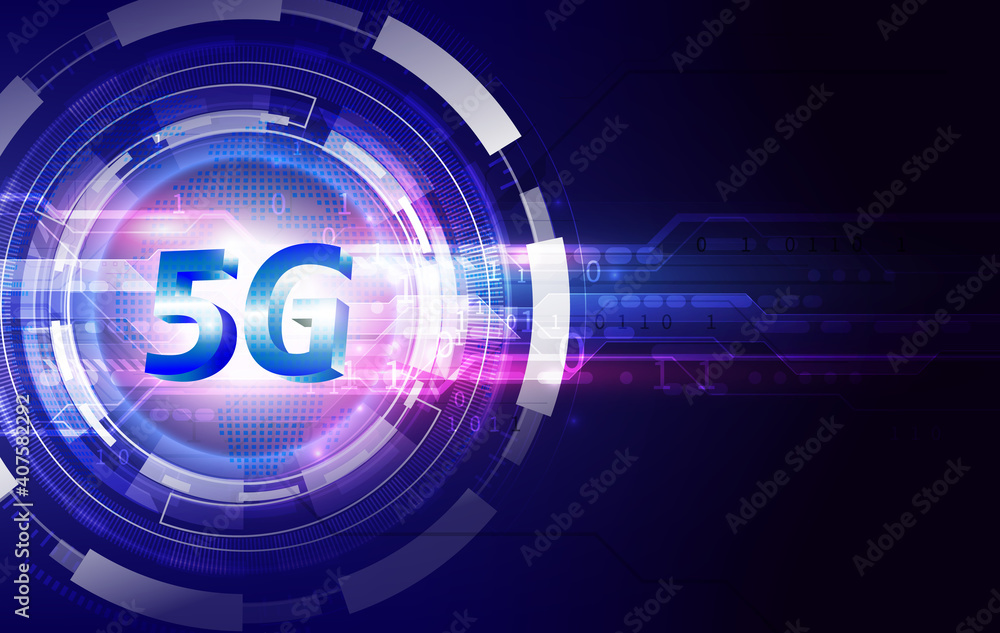 Poster communication network concept of 5g and green technology background. high speed internet and connect