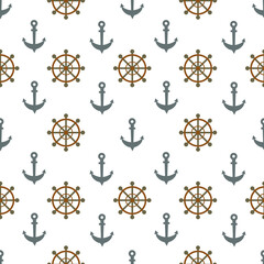 Anchor and wheel seamless pattern