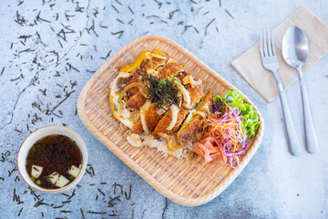 Katsudon with Rice and Sub Miso