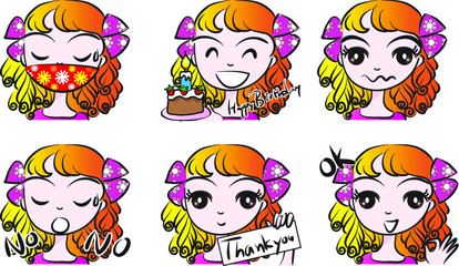 vector cartoon beauty emoji set