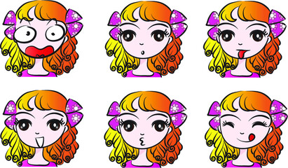 vector cartoon beauty emoji set
