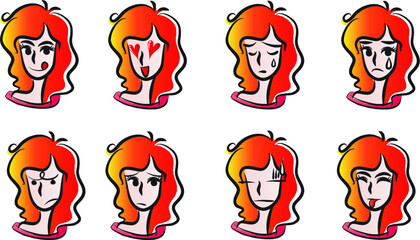 vector cartoon beauty emoji set