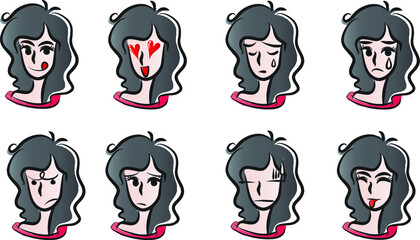 vector cartoon beauty emoji set