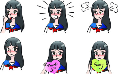 vector cartoon beauty emoji set