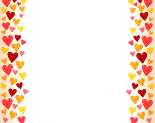 水彩テクスチャハート柄背景フレーム 左右グラデーション