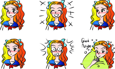 vector cartoon beauty emoji set