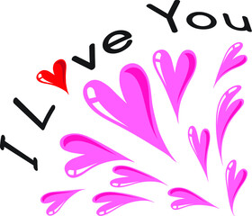 vector drawing i love you card