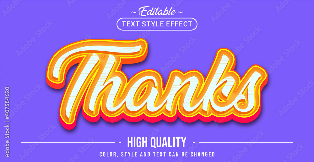 Poster Editable text style effect - Thanks text style theme.