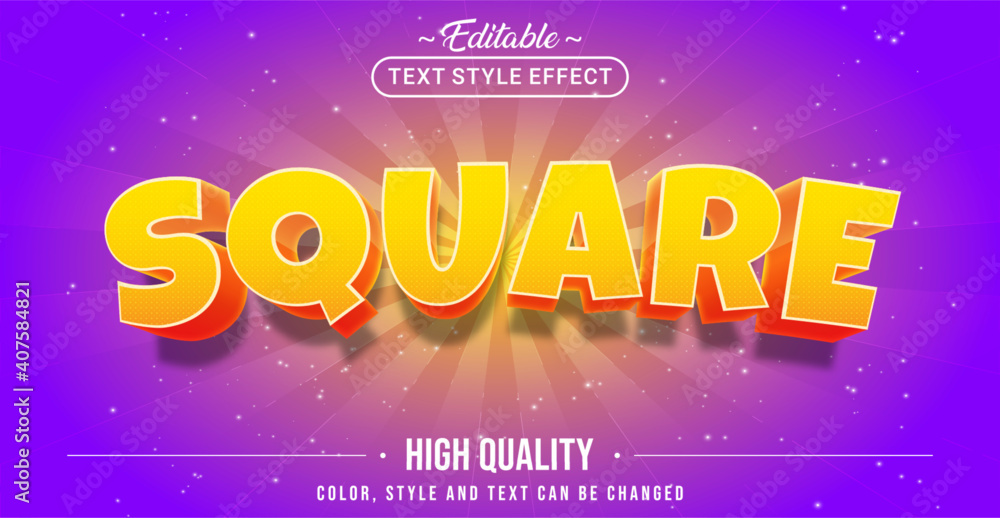 Poster Editable text style effect - Square text style theme.