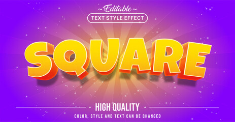 Editable text style effect - Square text style theme.