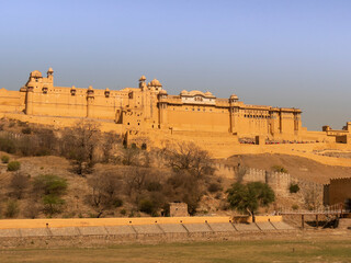 a low angle view of the entrance to amer fort in jaipur
