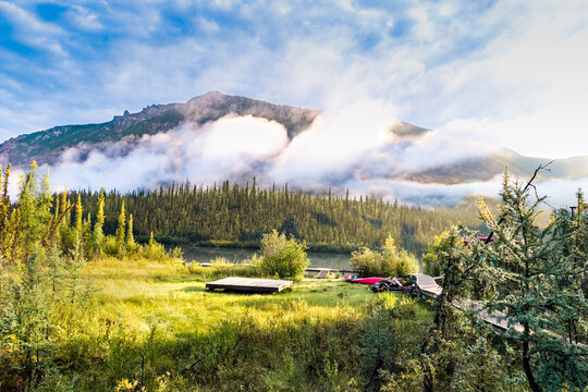 Helipad At Virginia Fall Campground At The Nahanni National Park Reserve, Canada