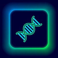 Glowing neon line DNA symbol icon isolated on black background. Colorful outline concept. Vector.
