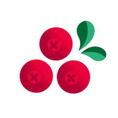 Cranberries isolated on a white background. Flat vector illustration.