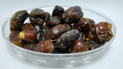 Close up of fresh dates. Dates are a staple food in the Middle East and North Africa, usually eaten during Ramadan for Muslims