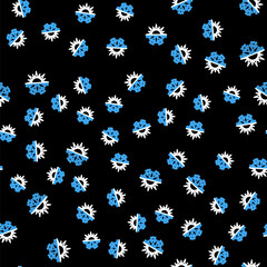 Fototapeta na wymiar Line Hot and cold symbol. Sun and snowflake icon isolated seamless pattern on black background. Winter and summer symbol. Vector.