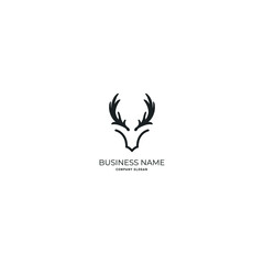 illustration of deer head logo icon design with black colour and white background