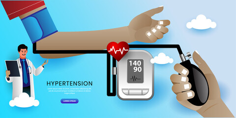 Health concept of hypotension and hypertension disease. Symptoms and prevention blood pressure health or healthy vector illustration, can use for, landing page, template, ui, web, mobile app, poster,
