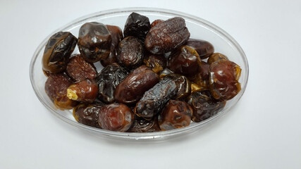 Close up of fresh dates. Dates are a staple food in the Middle East and North Africa, usually eaten during Ramadan for Muslims