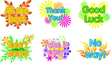 vector flowers plant greeting card emoji set