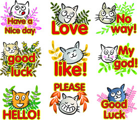 vector cartoon greeting card emoji set