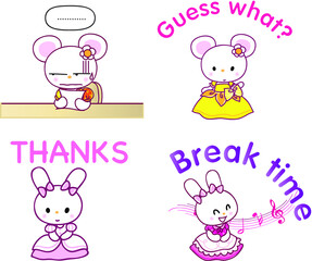 vector cartoon rabbit emoji set