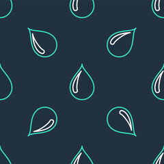 Line Water drop icon isolated seamless pattern on black background. Vector.