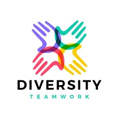 diversity hand team work help logo vector icon illustration - 407588215
